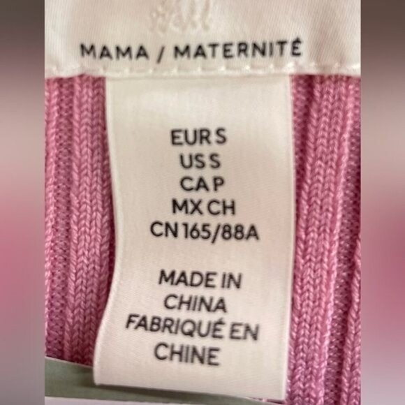 H&M MAMA sweater women’s size S Pink LONG BELL SLEEVE , SLITS , Cable RIBBED NWT - Picture 3 of 10